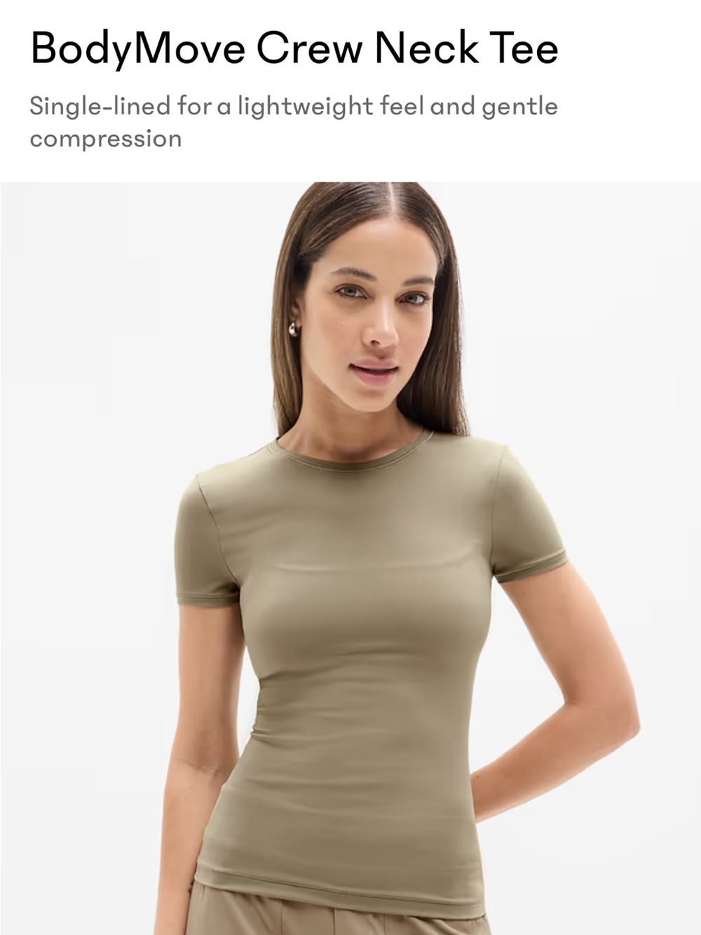 NWT Athleta BodyMove Neck Tee - medium Green